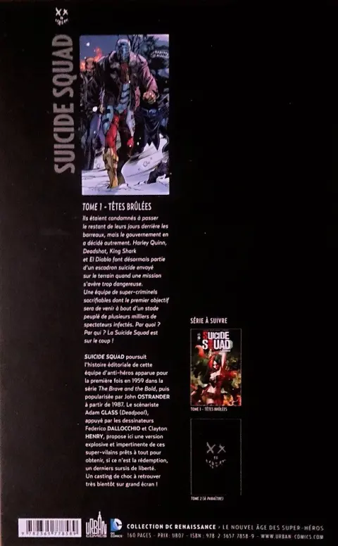 Verso de l'album Suicide Squad Tome 1 Têtes brûlées