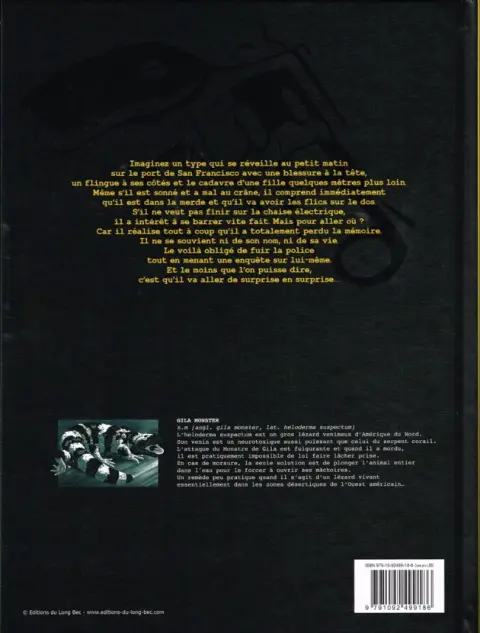 Verso de l'album Trou de mémoire Tome 1 Gila Monster
