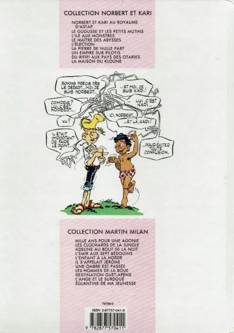 Verso de l'album Norbert et Kari Tome 3 L'île aux monstres