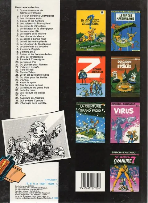 Verso de l'album Spirou et Fantasio Tome 7 Le dictateur et le champignon