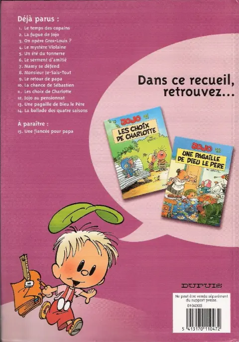 Verso de l'album Jojo Tomes 11 et 13