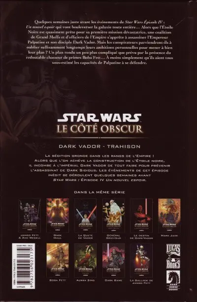 Verso de l'album Star Wars - Le côté obscur Tome 11 Dark Vador - Trahison