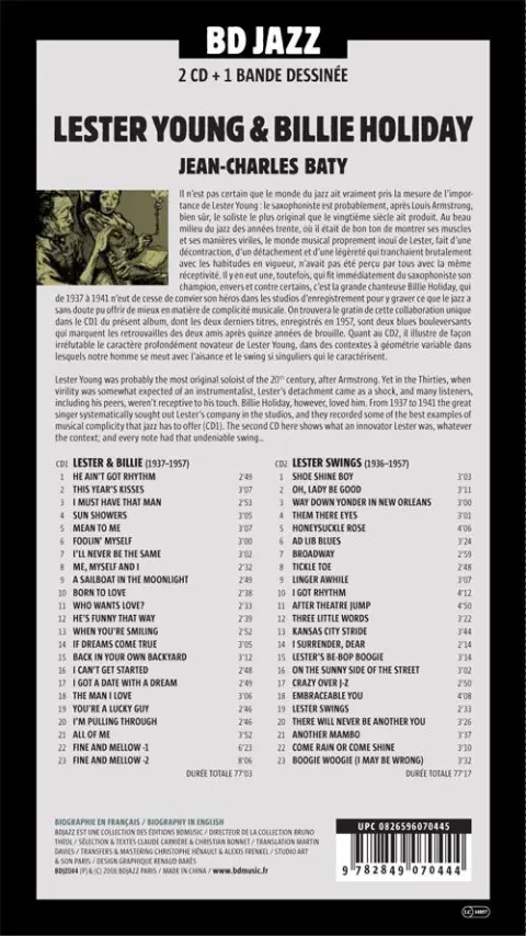 Verso de l'album BD Jazz Lester Young & Billie Holiday