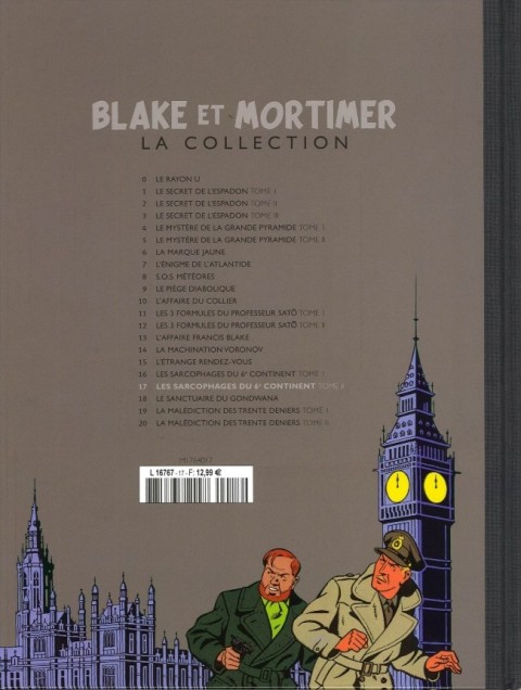Verso de l'album Blake et Mortimer La Collection Tome 17 Les Sarcophages du 6e continent - Tome II - Le Duel des esprits