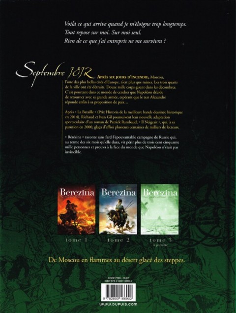 Verso de l'album Bérézina Tome 2 Les cendres