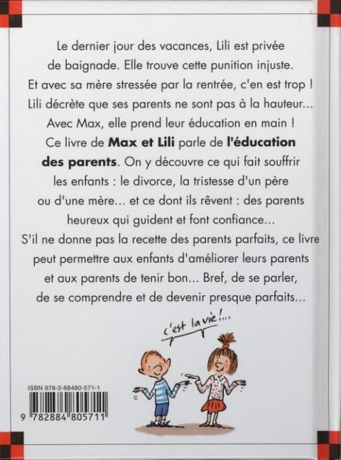 Verso de l'album Ainsi va la vie Tome 93 Max et Lili veulent éduquer leurs parents