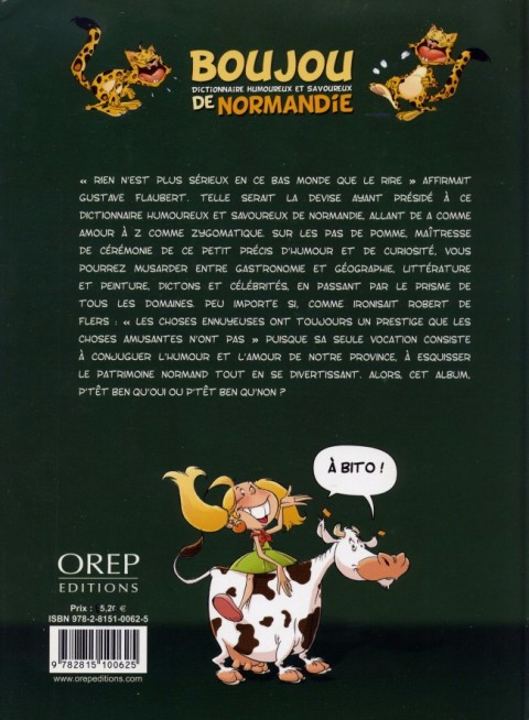 Verso de l'album Boujou Dictionnaire humoureux et savoureux de Normandie