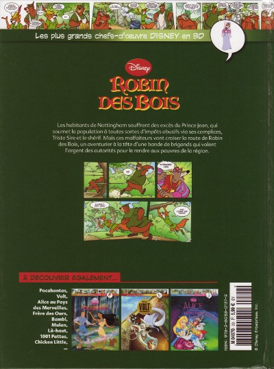 Verso de l'album Les plus grands chefs-d'œuvre Disney en BD Tome 20 Robin des bois