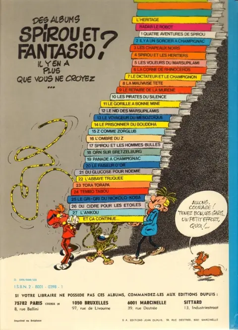 Verso de l'album Spirou et Fantasio Tome 25 Le gri-gri du Niokolo-Koba
