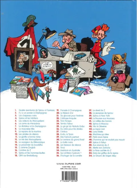 Verso de l'album Spirou et Fantasio Tome 16 L'ombre du Z