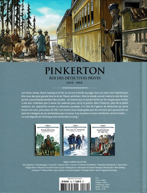 Verso de l'album Les grands personnages de l'Histoire en bandes dessinées Tome 69 Pinkerton