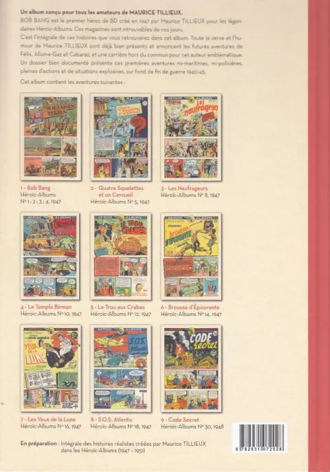 Verso de l'album Les aventures de Bob Bang 1947 - 1948