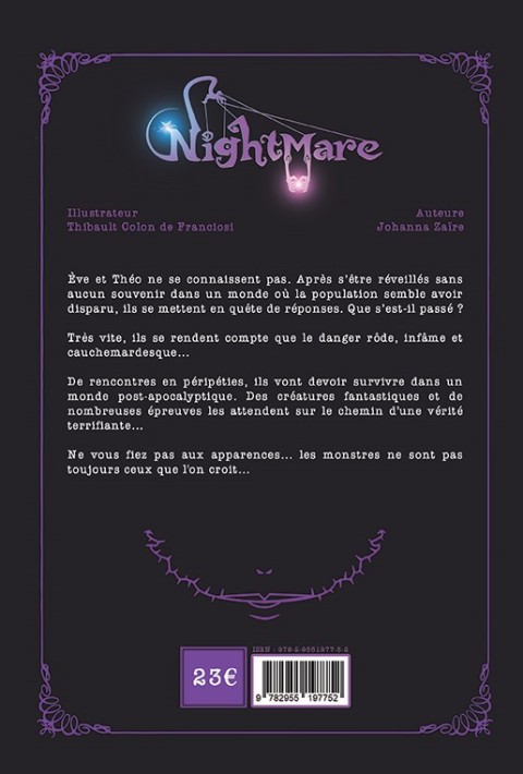 Verso de l'album Nightmare 1 Le Réveil