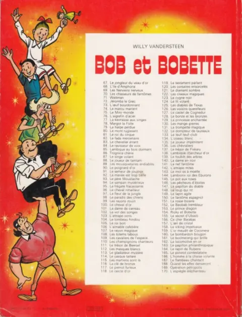 Verso de l'album Bob et Bobette Tome 90 Le poignard d'or