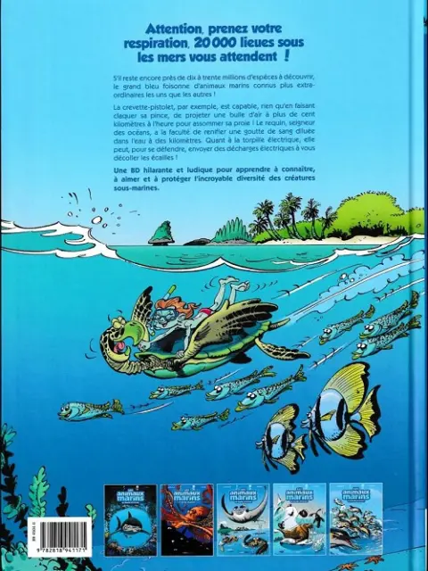 Verso de l'album Les Animaux marins en bande dessinée Tome 1