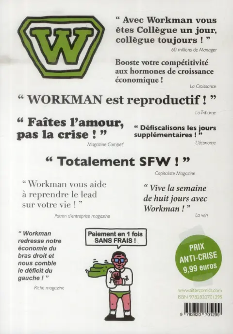 Verso de l'album Workman contre la crise