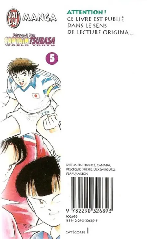 Verso de l'album Captain Tsubasa (Olive & Tom) - World Youth Tome 5 Se battre avec cœur !!