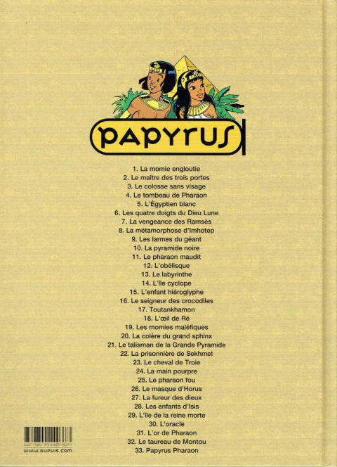 Verso de l'album Papyrus Tome 30 L'oracle