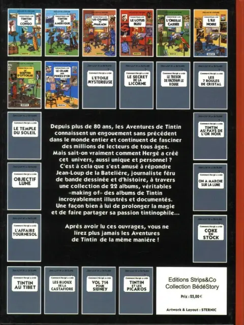 Verso de l'album Comment Hergé a créé... Tome 8 Le crabe aux pinces d'or