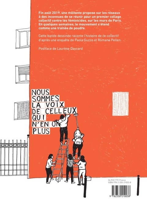 Verso de l'album Nous sommes la voix de celles qui n'en ont plus A l'origine des collages contre les féminicides