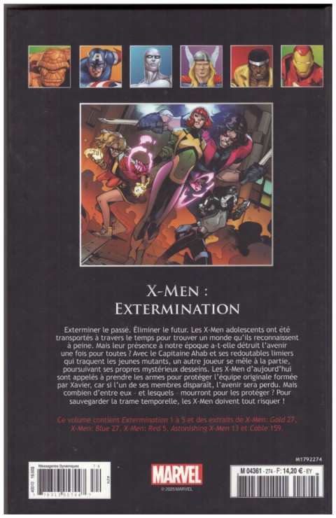 Verso de l'album Marvel Comics - La collection de référence Tome 274 X-Men - Extermination
