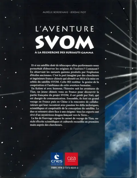Verso de l'album L'Aventure SVOM A la recherche des sursauts gamma