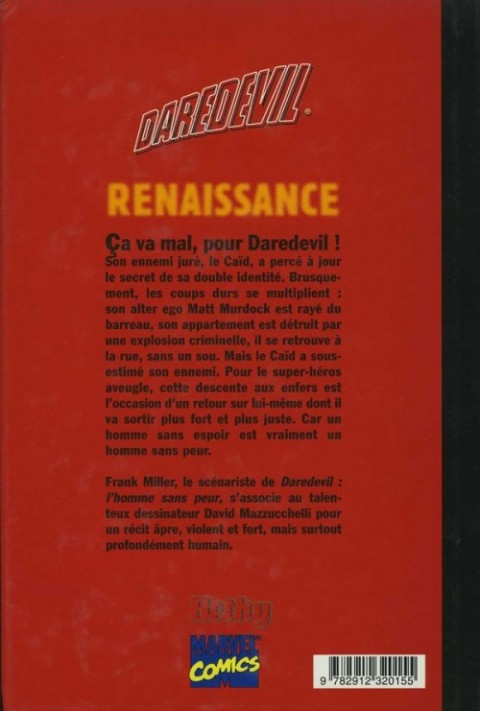 Verso de l'album Daredevil Tome 2 Renaissance