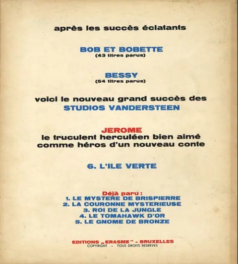 Verso de l'album Jérôme Tome 6 L'île verte