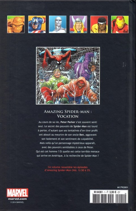 Verso de l'album Marvel Comics - La collection de référence Tome 1 Amazing Spider-Man - Vocation