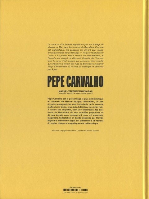 Verso de l'album Pepe Carvalho Tome 1 Tatouage