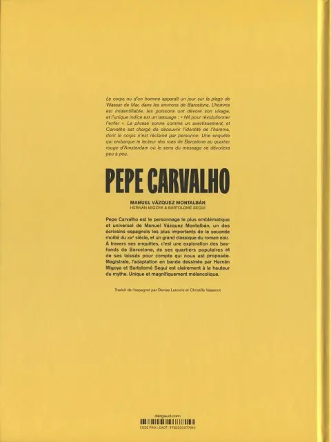 Verso de l'album Pepe Carvalho Tome 1 Tatouage