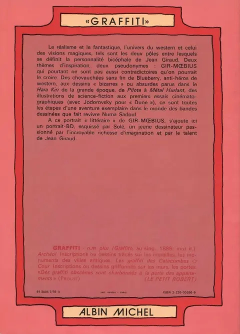 Verso de l'album Mister Mœbius et docteur Gir
