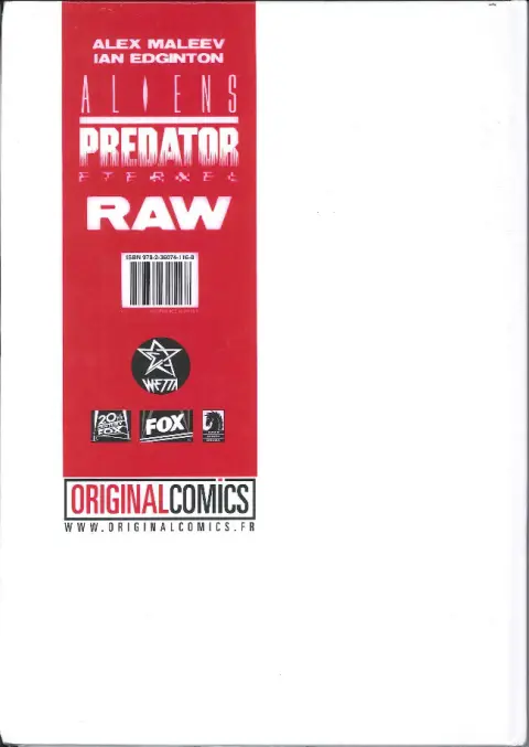 Verso de l'album Aliens versus Predator : Eternal Tome 1 RAW