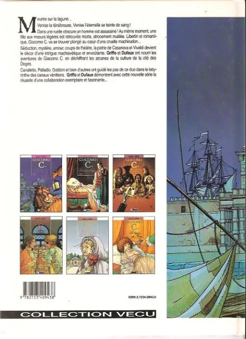 Verso de l'album Giacomo C. Tome 1 Le masque dans la bouche d'ombre
