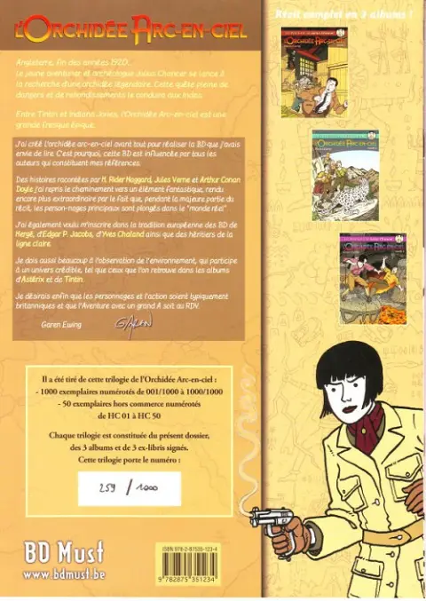 Verso de l'album Les aventures de Julius Chancer L'Orchidée Arc-en-ciel le dossier
