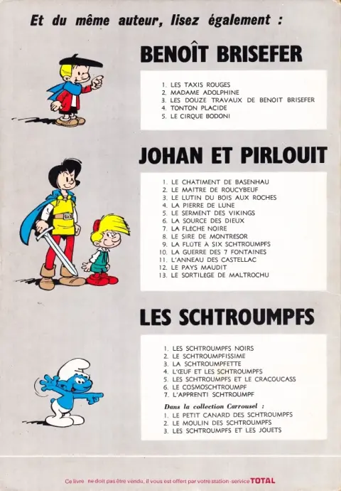 Verso de l'album Les Schtroumpfs Tome 6 Le cosmoschtroumpf