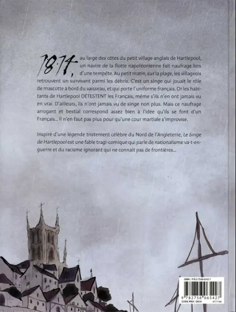 Verso de l'album Le singe de Hartlepool