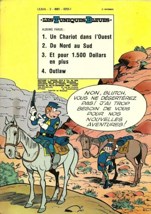 Verso de l'album Les Tuniques Bleues Tome 1 Un chariot dans l'Ouest