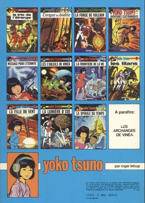 Verso de l'album Yoko Tsuno Tome 5 Message pour l'éternité