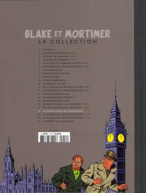 Verso de l'album Blake et Mortimer La Collection Tome 18 Le sanctuaire du Gondwana