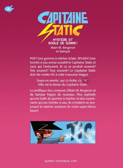 Verso de l'album Capitaine Static 6 Mystère et boule de gomme !