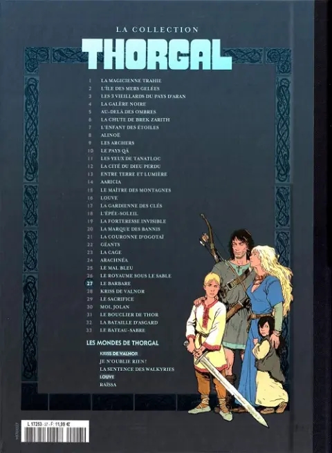 Verso de l'album Thorgal La collection Tome 27 Le barbare
