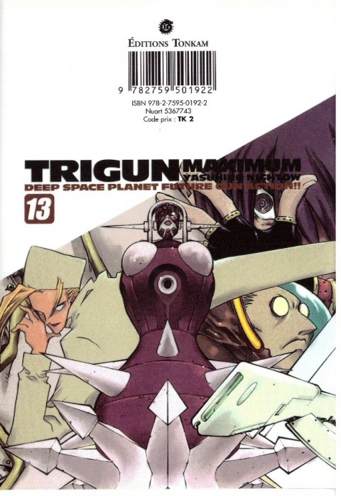 Verso de l'album Trigun maximum 13 Double duel