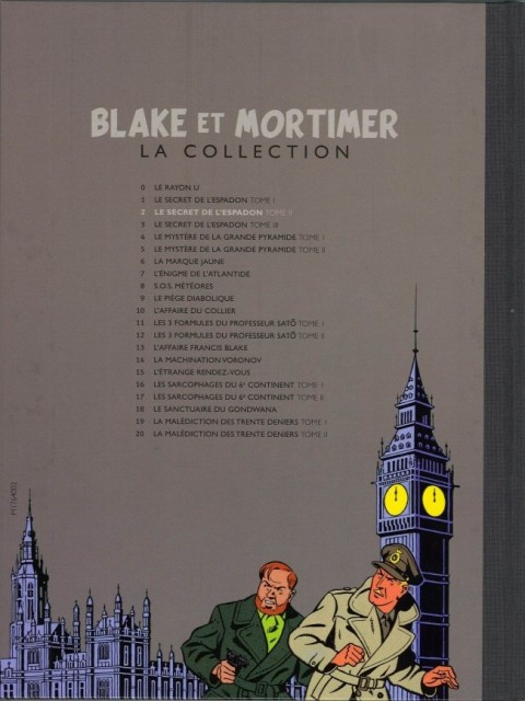 Verso de l'album Blake et Mortimer La Collection Tome 2 Le Secret de l'Espadon - Tome II - L'Évasion de Mortimer