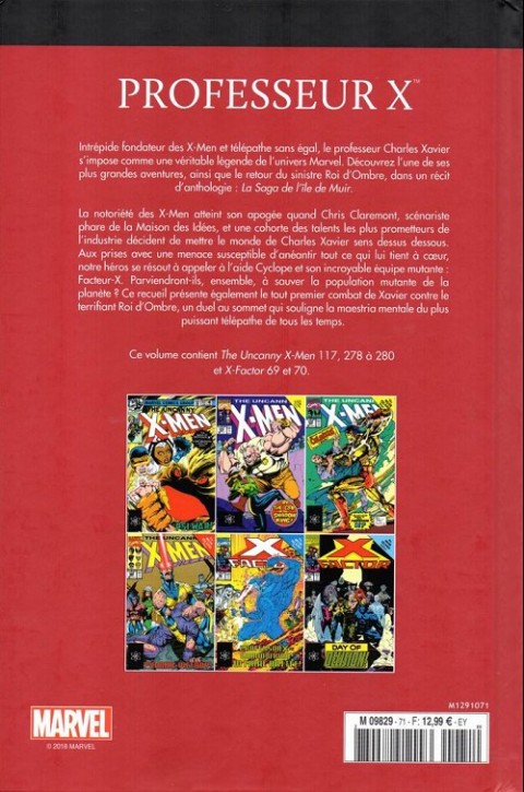 Verso de l'album Le meilleur des Super-Héros Marvel Tome 71 Professeur x