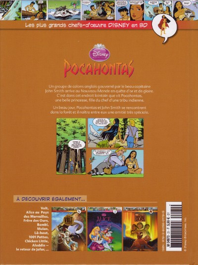 Verso de l'album Les plus grands chefs-d'œuvre Disney en BD Tome 21 Pocahontas