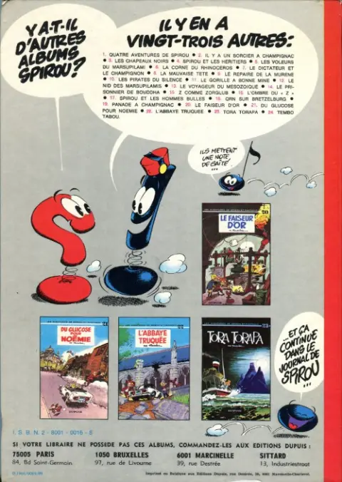 Verso de l'album Spirou et Fantasio Tome 14 Le prisonnier du Bouddha