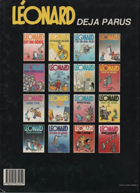 Verso de l'album Léonard Tome 13 Génie en herbe