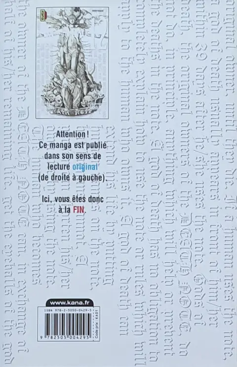 Verso de l'album Death note 12
