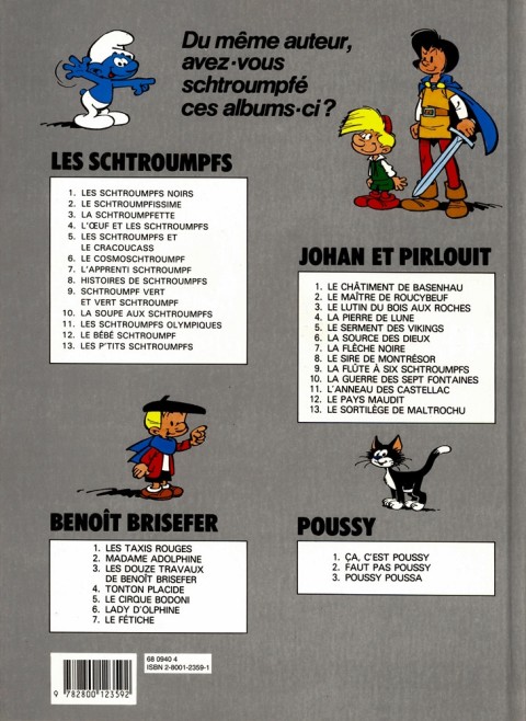 Verso de l'album Les Schtroumpfs Tome 11 Les Schtroumpfs olympiques